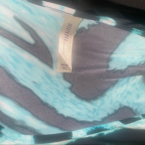Swim by cacique teal black printed swimsuit cover up bathing size 22/24 - Picture 2 of 5